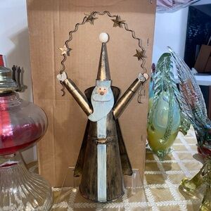 Gold Metal Santa Father Christmas Figure 12in‎